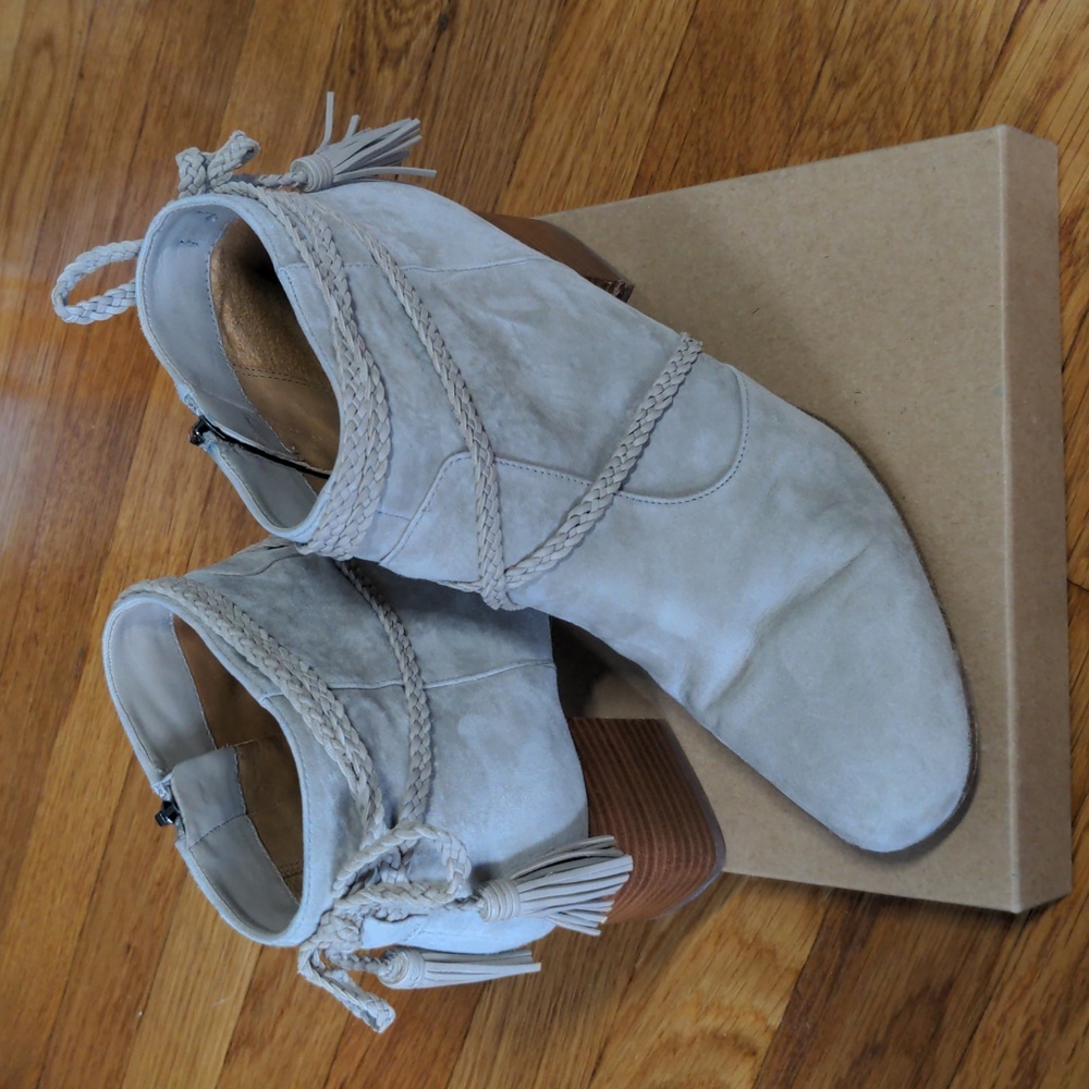 Via Spiga suede booties with braided tassels